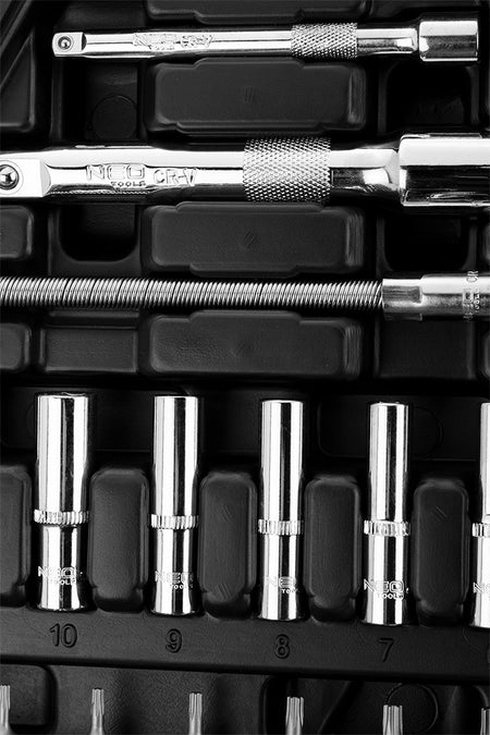Sada nástrčných kľúčov 1/2", 1/4", 94 kusov, CrV od NEO TOOLS nájdeš na naravis.sk