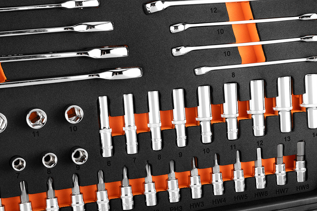 Sada nástrčných kľúčov 1/2", 1/4", 95 kusov, CrV, EVA pena od NEO TOOLS nájdeš na naravis.sk