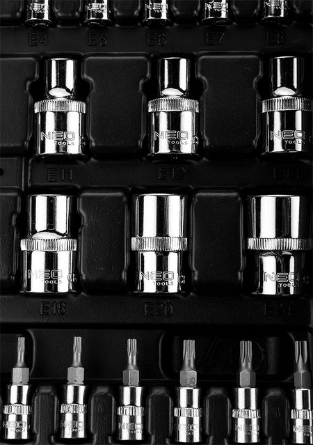 Sada nástrčných kľúčov 1/2", 1/4", 110 kusov, CrV od NEO TOOLS nájdeš na naravis.sk