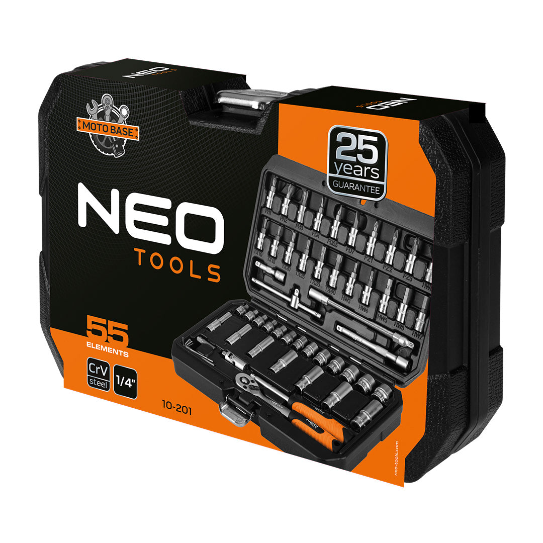 Sada nástrčných kľúčov 1/4", 55 kusov, satén od NEO TOOLS nájdeš na naravis.sk