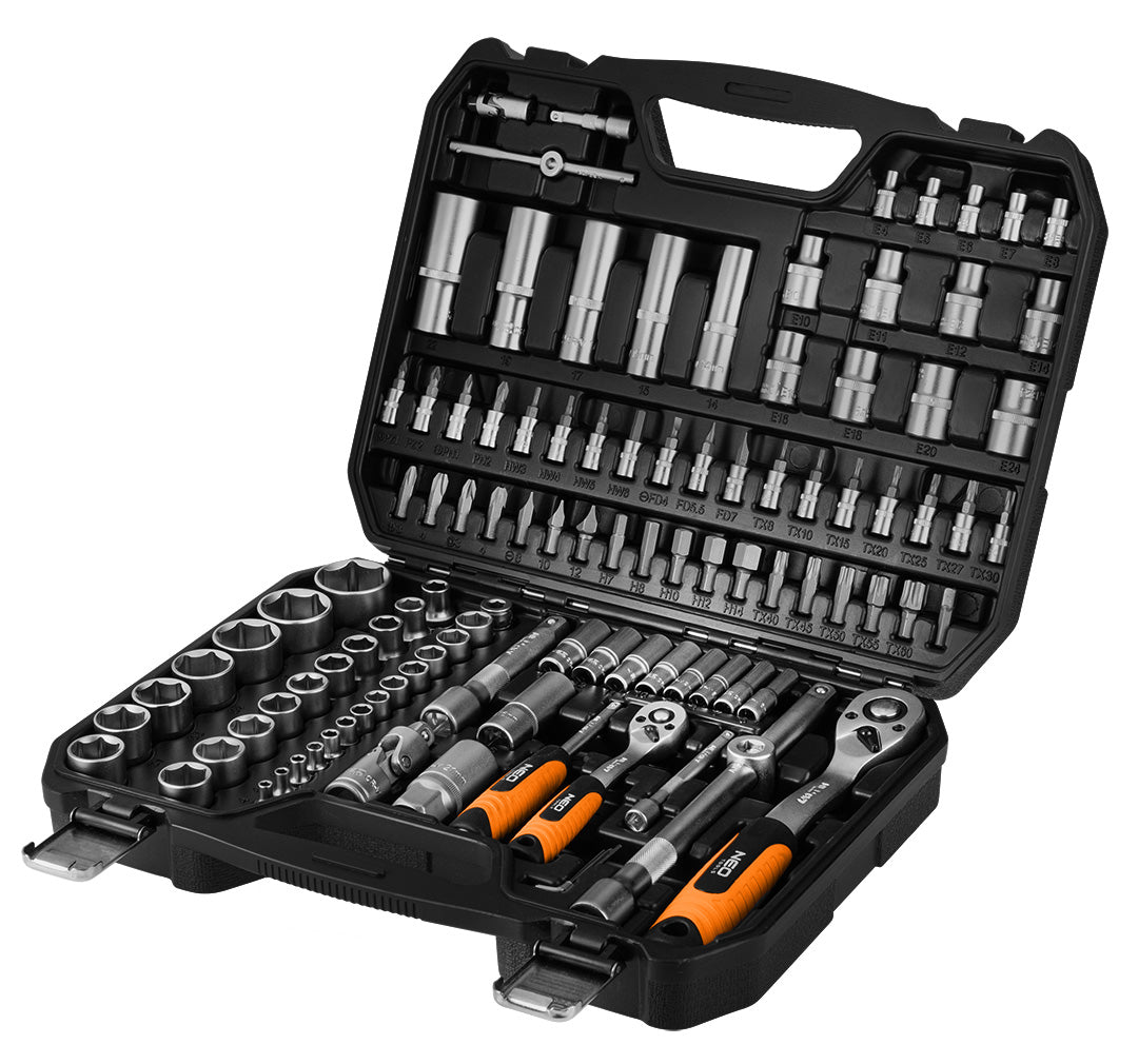 Sada nástrčných kľúčov 1/2", 1/4", 110 kusov, satén od NEO TOOLS nájdeš na naravis.sk