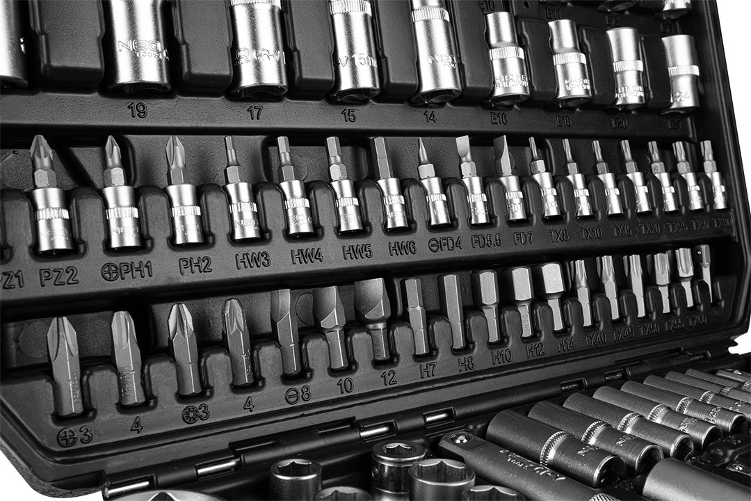 Sada nástrčných kľúčov 1/2", 1/4", 110 kusov, satén od NEO TOOLS nájdeš na naravis.sk
