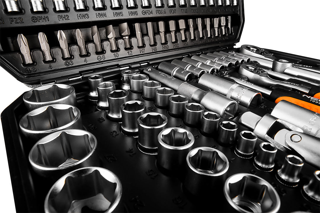 Sada nástrčných kľúčov 1/2", 1/4", 110 kusov, satén od NEO TOOLS nájdeš na naravis.sk