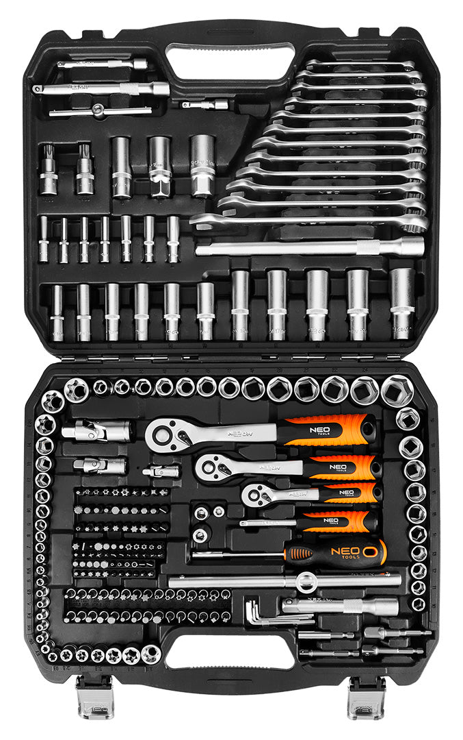 Sada nástrčných kľúčov 1/2", 3/8", 1/4", 220 ks. , saténová od NEO TOOLS nájdeš na naravis.sk
