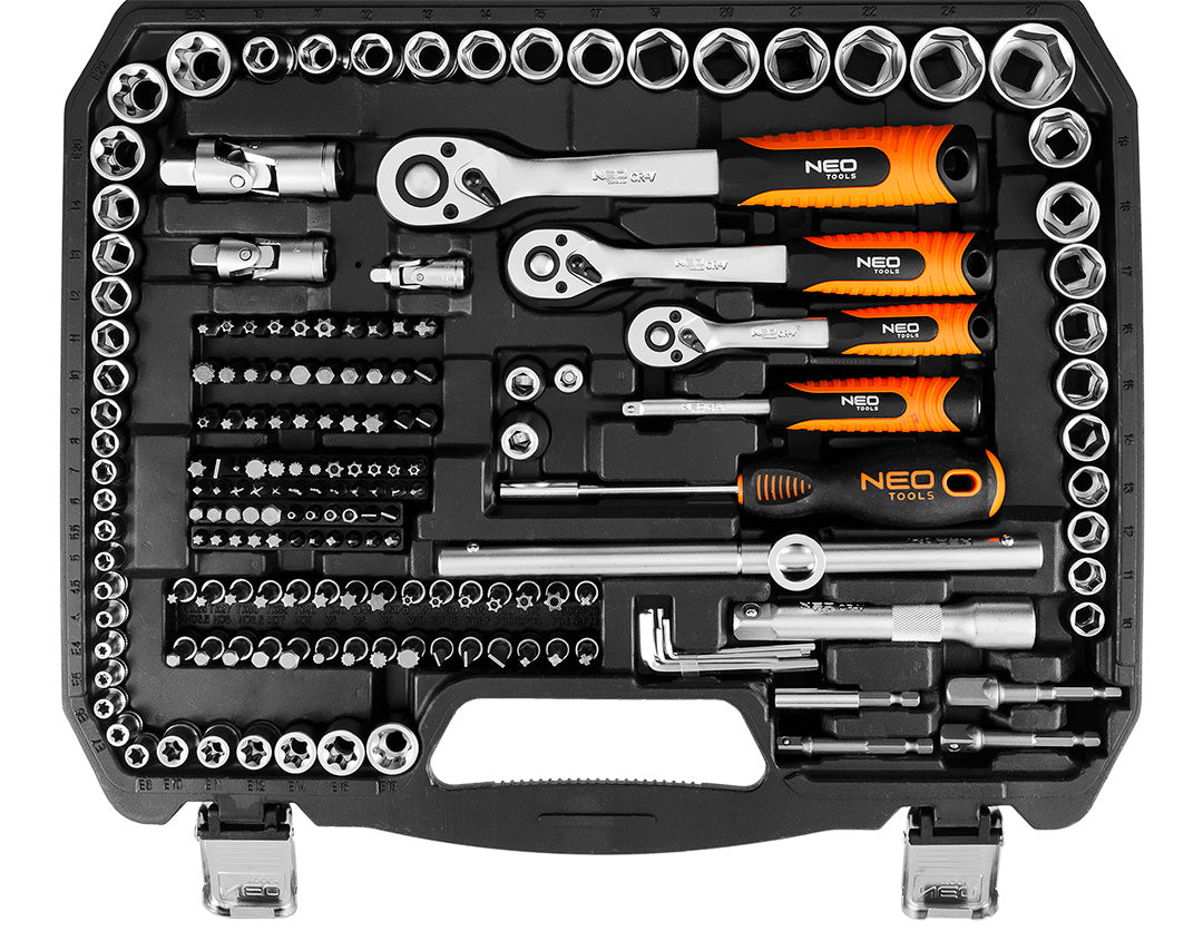 Sada nástrčných kľúčov 1/2", 3/8", 1/4", 220 ks. , saténová od NEO TOOLS nájdeš na naravis.sk