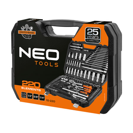Sada nástrčných kľúčov 1/2", 3/8", 1/4", 220 ks. , saténová od NEO TOOLS nájdeš na naravis.sk