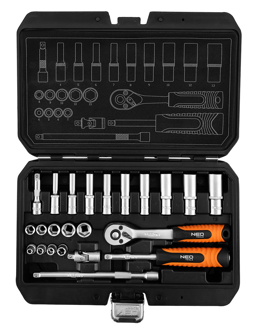 Sada nástrčných kľúčov 1/4", 23 kusov, satén od NEO TOOLS nájdeš na naravis.sk