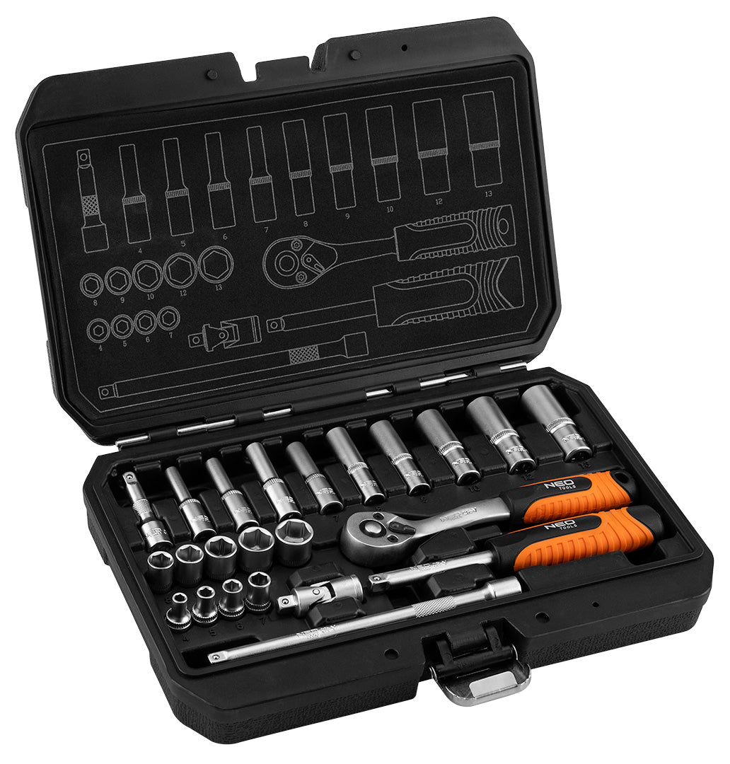 Sada nástrčných kľúčov 1/4", 23 kusov, satén od NEO TOOLS nájdeš na naravis.sk