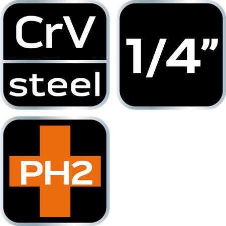Skrutkovací bit PH2 na 1/4" zásuvke, dlhý, 87 mm od NEO TOOLS nájdeš na naravis.sk