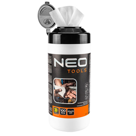 Utierky na umývanie rúk a čistenie povrchov a nástrojov od odolných nečistôt, dóza 100 ks. od NEO TOOLS nájdeš na naravis.sk