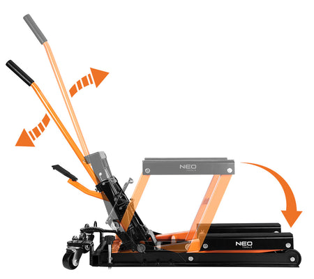 Mobilný hydraulický zdvihák pre štvorkolky a motocykle. Nosnosť 680 kg od NEO TOOLS nájdeš na naravis.sk