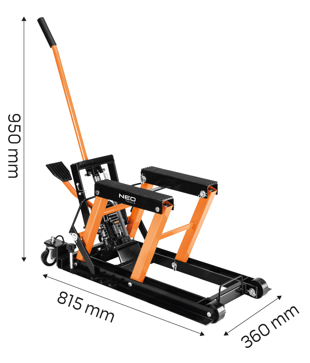 Mobilný hydraulický zdvihák pre štvorkolky a motocykle. Nosnosť 680 kg od NEO TOOLS nájdeš na naravis.sk