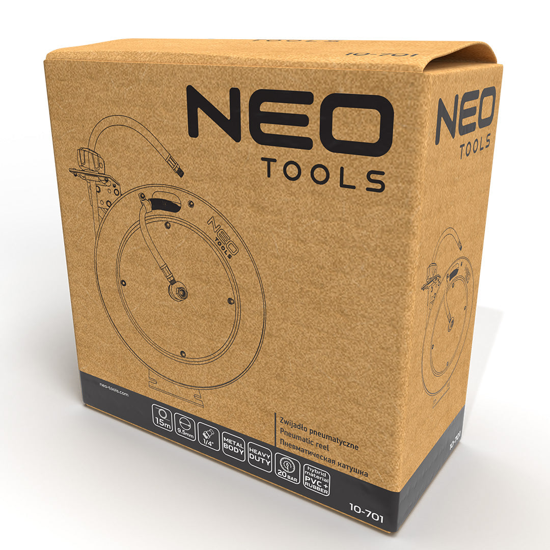 Pneumatický bubon, kovový, otvorený, 9,5 mm x 15 m HEAVY DUTY od NEO TOOLS nájdeš na naravis.sk