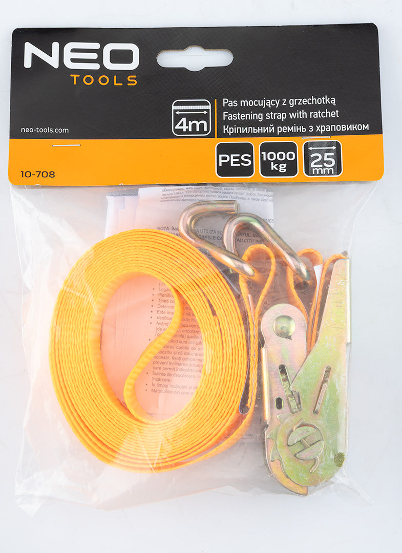Uväzovací popruh s račňou 25 mm x 4 m, odolný voči 1000 kg PES od NEO TOOLS nájdeš na naravis.sk