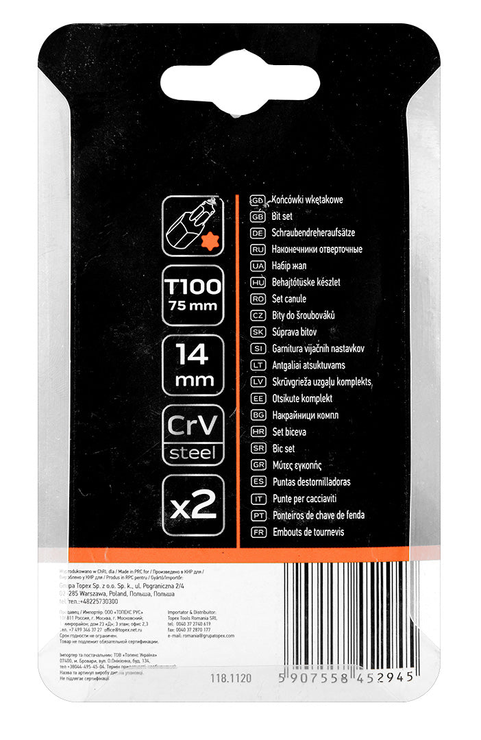 Koncovka TORX T100 x 75 mm, S2 x 2 ks. od NEO TOOLS nájdeš na naravis.sk