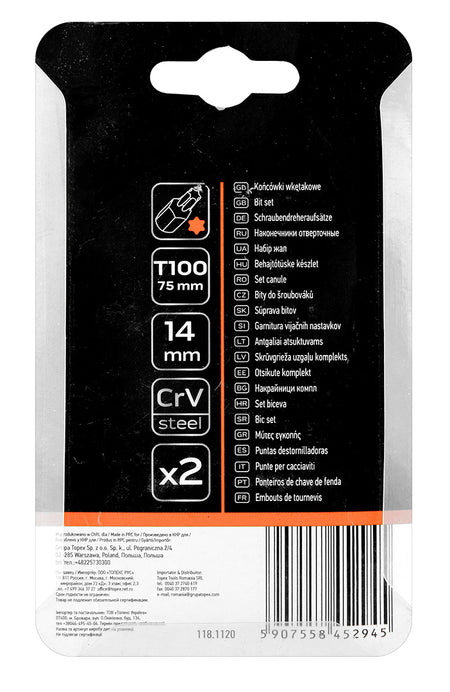 Koncovka TORX T100 x 75 mm, S2 x 2 ks. od NEO TOOLS nájdeš na naravis.sk