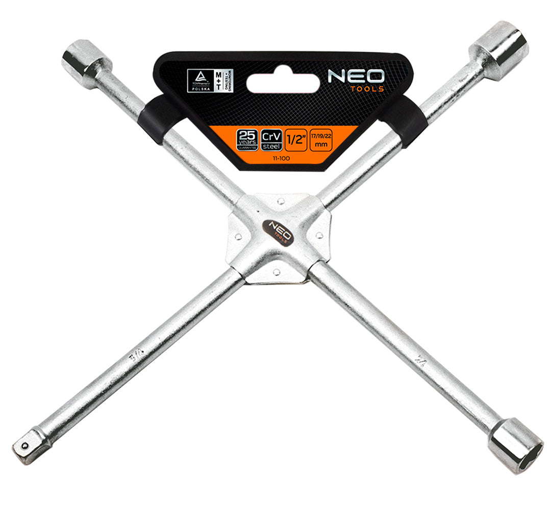 Kľúč na kolesá, krížový spevnený, 17 x 19 x 22 x 1/2" mm od NEO TOOLS nájdeš na naravis.sk