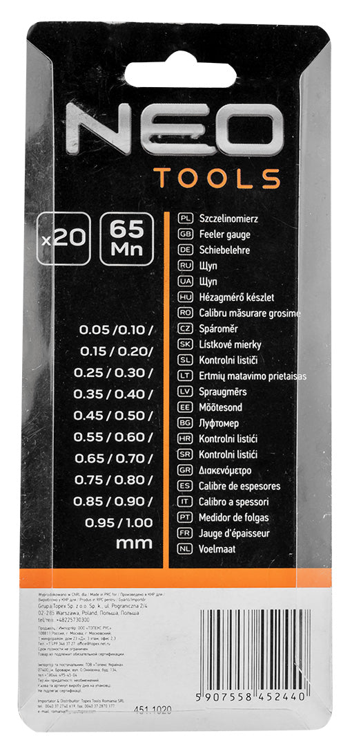 Lístové mierky, 20 diel. od NEO TOOLS nájdeš na naravis.sk