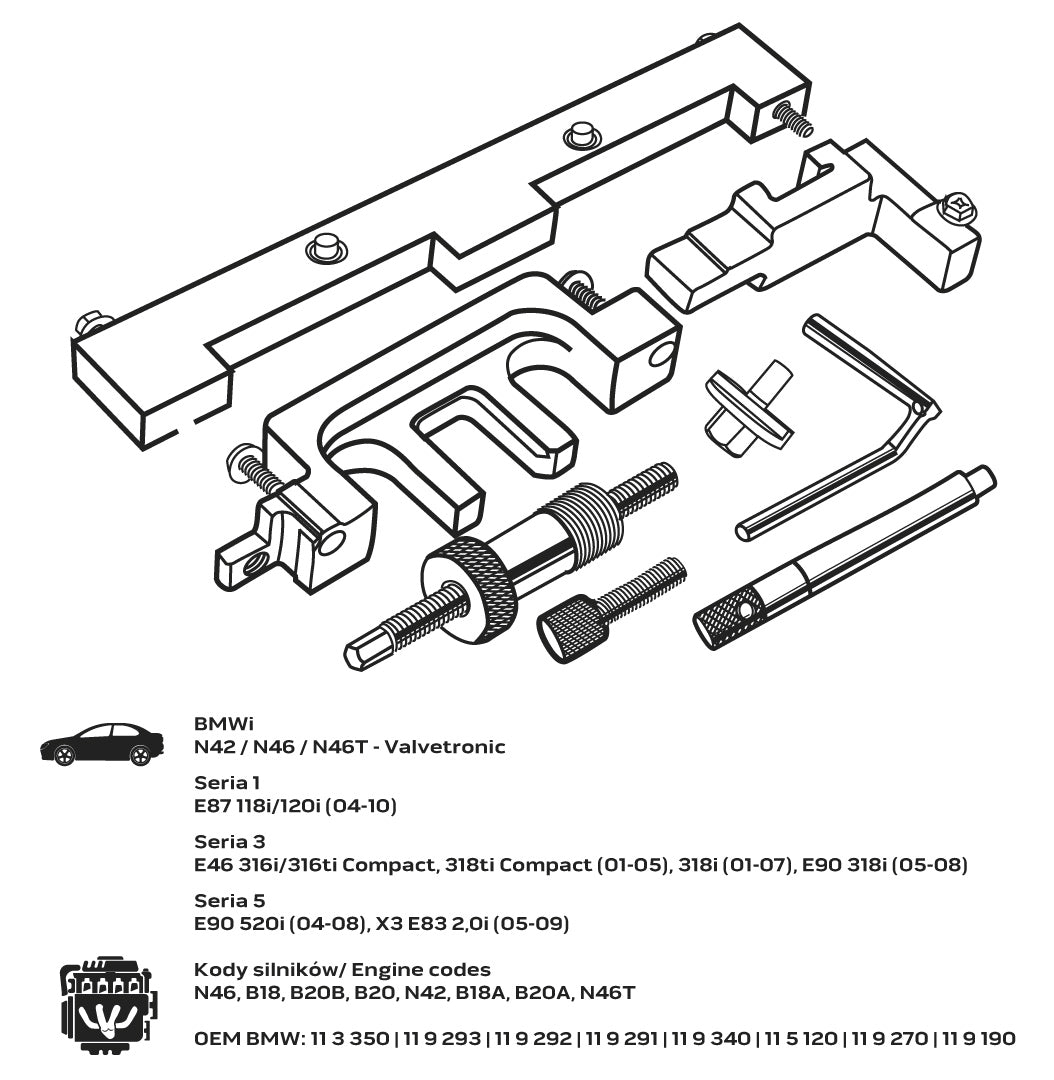 Súprava blokád rozvodov pre benzínové motory BMW (Valvetronic) od NEO TOOLS nájdeš na naravis.sk