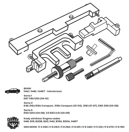 Súprava blokád rozvodov pre benzínové motory BMW (Valvetronic) od NEO TOOLS nájdeš na naravis.sk
