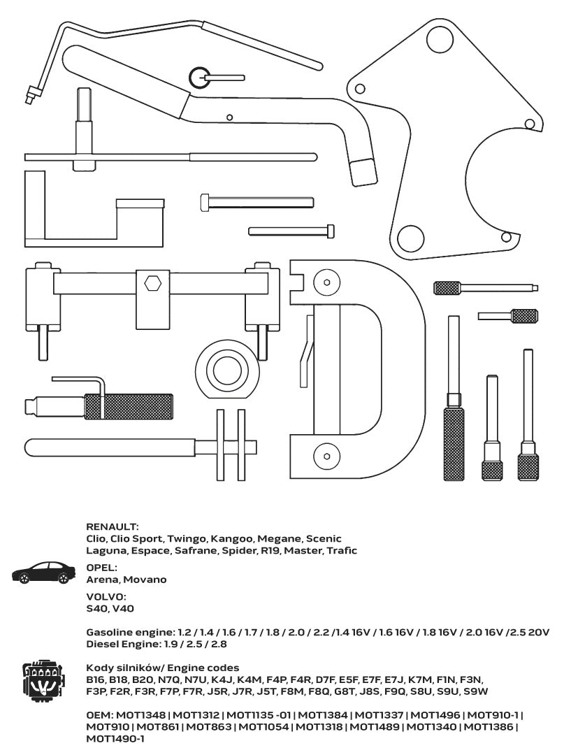 Súprava blokád rozvodov pre benzínové a dieselové motory Renault/Opel od NEO TOOLS nájdeš na naravis.sk