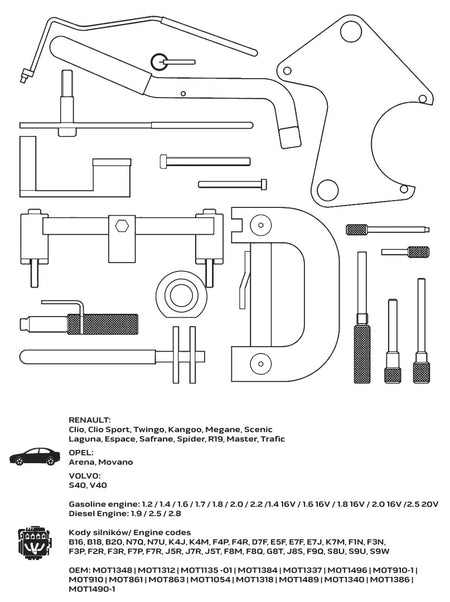 Súprava blokád rozvodov pre benzínové a dieselové motory Renault/Opel od NEO TOOLS nájdeš na naravis.sk