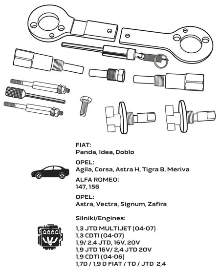 Súprava blokád rozvodov pre dieselové motory Fiat/GM od NEO TOOLS nájdeš na naravis.sk
