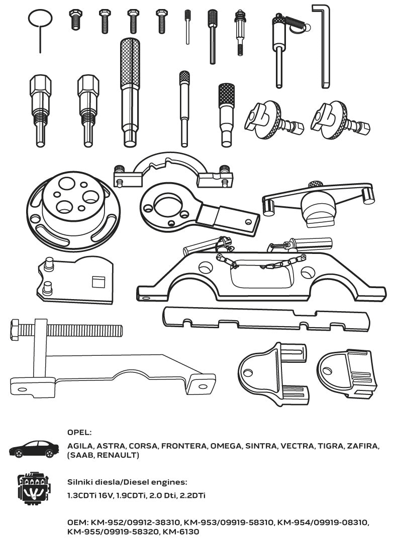 Súprava blokád rozvodov pre dieselové motory Opel od NEO TOOLS nájdeš na naravis.sk