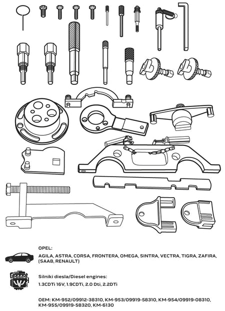 Súprava blokád rozvodov pre dieselové motory Opel od NEO TOOLS nájdeš na naravis.sk