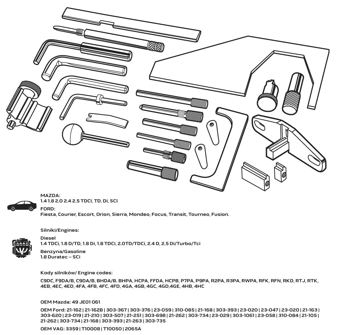 Súprava blokád rozvodov pre benzínové a dieselové motory Mazda/Ford od NEO TOOLS nájdeš na naravis.sk