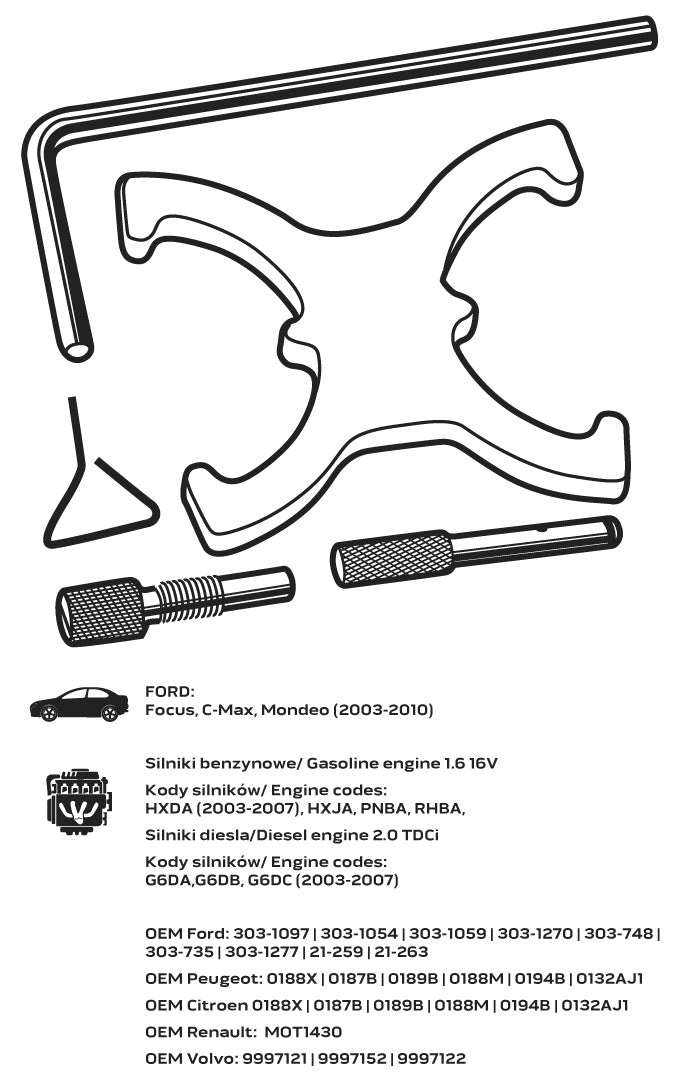 Súprava blokád rozvodov pre benzínové a dieselové motory Ford Focus od NEO TOOLS nájdeš na naravis.sk