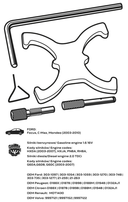 Súprava blokád rozvodov pre benzínové a dieselové motory Ford Focus od NEO TOOLS nájdeš na naravis.sk