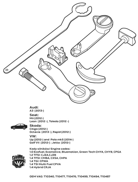 Súprava blokád rozvodov pre benzínové motory VAG 1.2/1.4 TSI/TFSI/TGI od NEO TOOLS nájdeš na naravis.sk