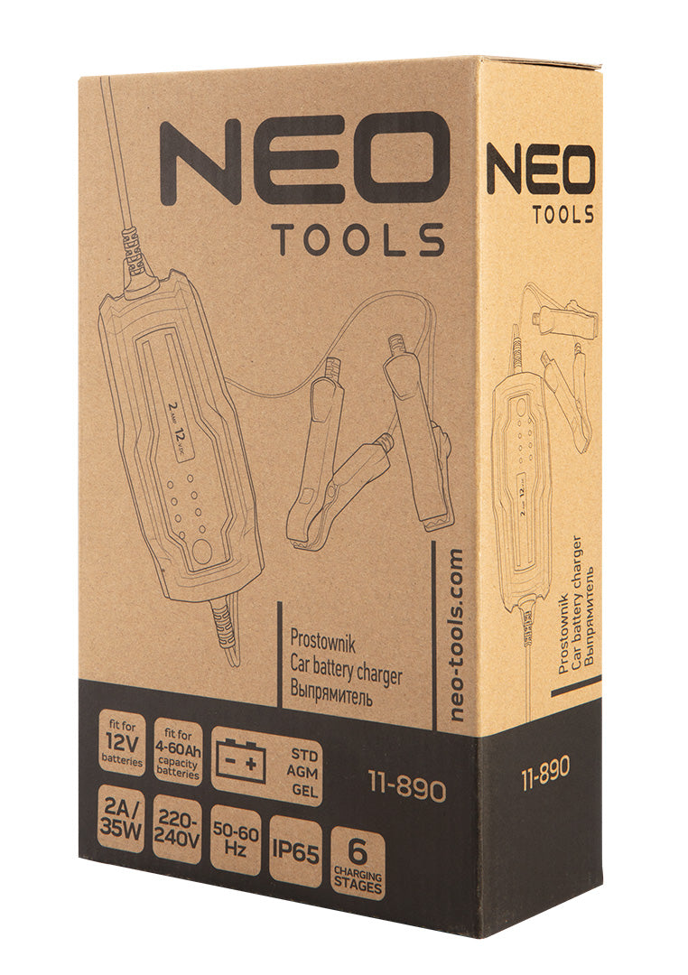 Automatická nabíjačka 2A / 35W, 4-60Ah, na kyslé / AGM / gélové batérie od NEO TOOLS nájdeš na naravis.sk