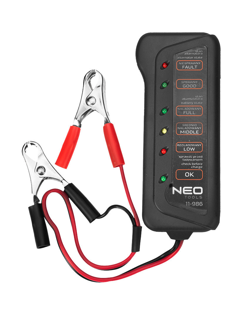 Tester batérií a nabíjania 12 V LED od NEO TOOLS nájdeš na naravis.sk
