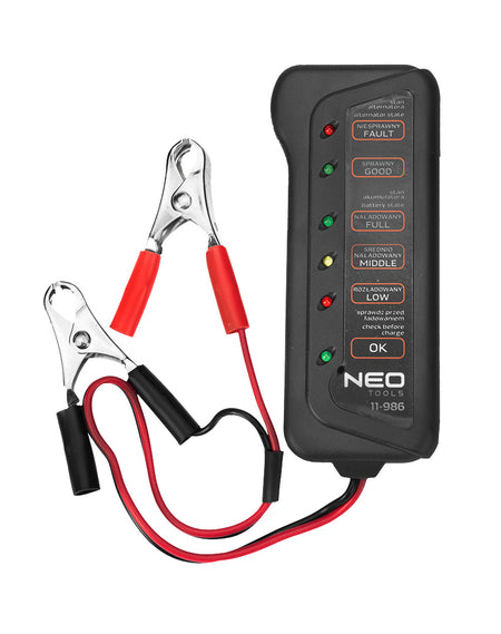 Tester batérií a nabíjania 12 V LED od NEO TOOLS nájdeš na naravis.sk