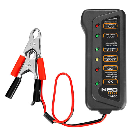 Tester batérií a nabíjania 12 V LED od NEO TOOLS nájdeš na naravis.sk