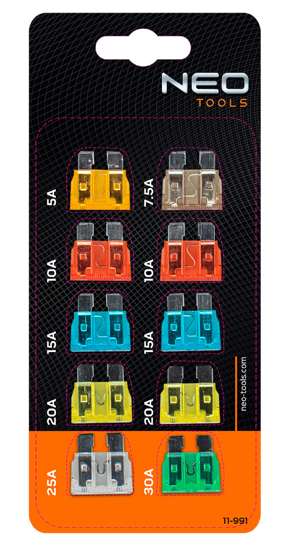 Sada automobilových poistiek, 10 ks od NEO TOOLS nájdeš na naravis.sk