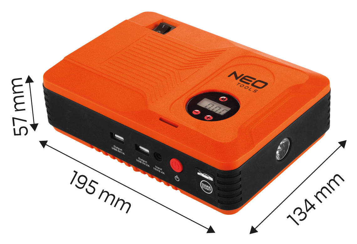Jump štartér, power banka - 14 Ah, kompresor 3.5BAR, baterka od NEO TOOLS nájdeš na naravis.sk
