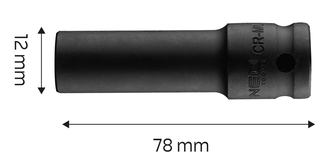 Príklepový nástavec 1/2" dlhý , 12 x 78 mm, Cr-Mo od NEO TOOLS nájdeš na naravis.sk
