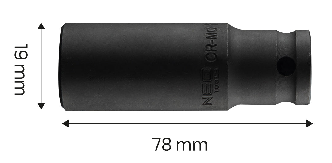 Príklepový nástavec 1/2" dlhý , 19 x 78 mm, Cr-Mo od NEO TOOLS nájdeš na naravis.sk