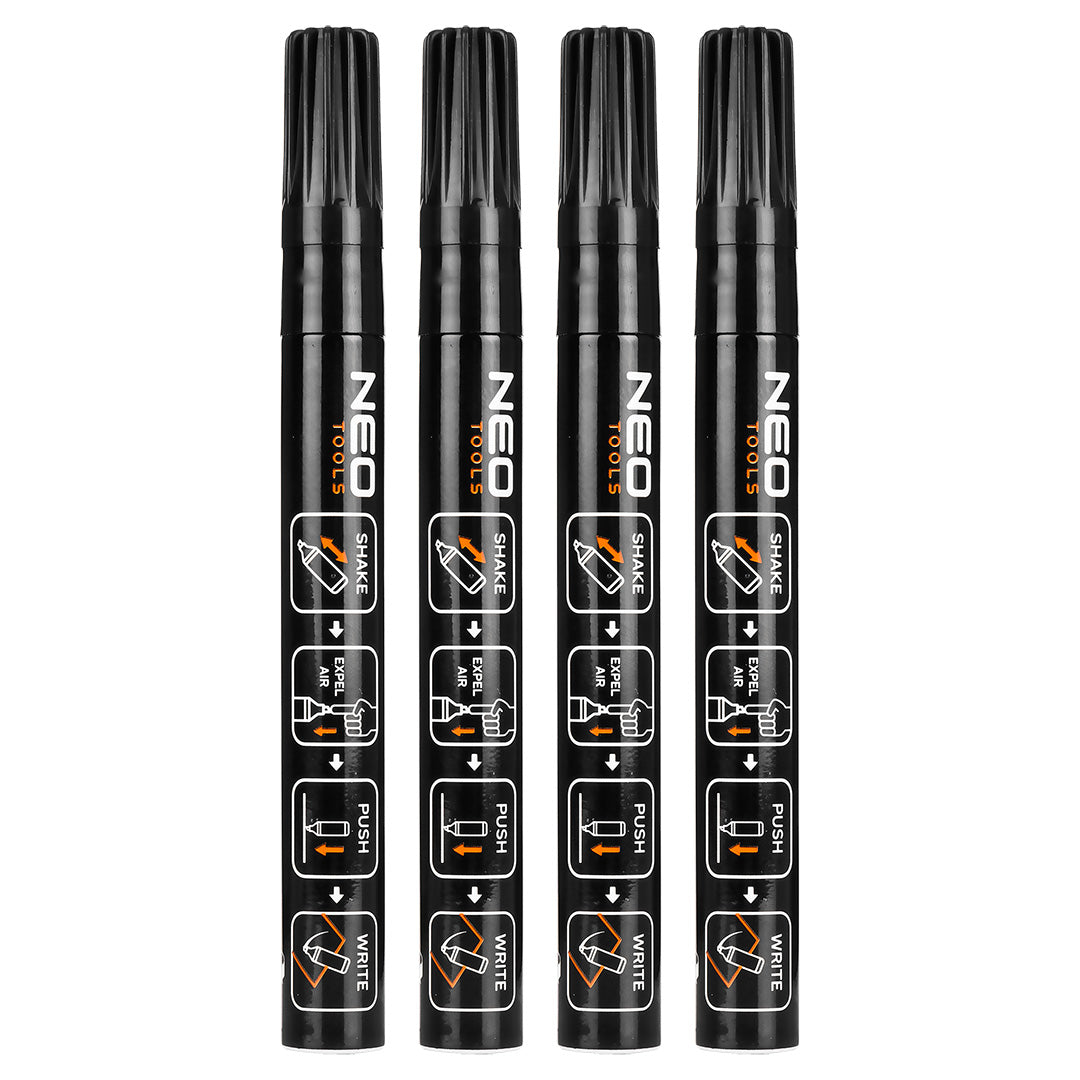 Stavebný popisovač hrubý, čierny, permanentný, vodeodolný, lak, hliník, 4 ks od NEO TOOLS nájdeš na naravis.sk