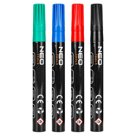 Hrubý stavebný popisovač, 4 farby, permanentný, vodeodolný, lak, hliník, 4 ks od NEO TOOLS nájdeš na naravis.sk