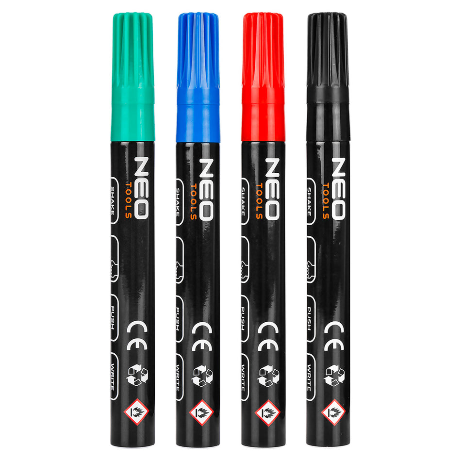 Hrubý stavebný popisovač, 4 farby, permanentný, vodeodolný, lak, hliník, 4 ks od NEO TOOLS nájdeš na naravis.sk