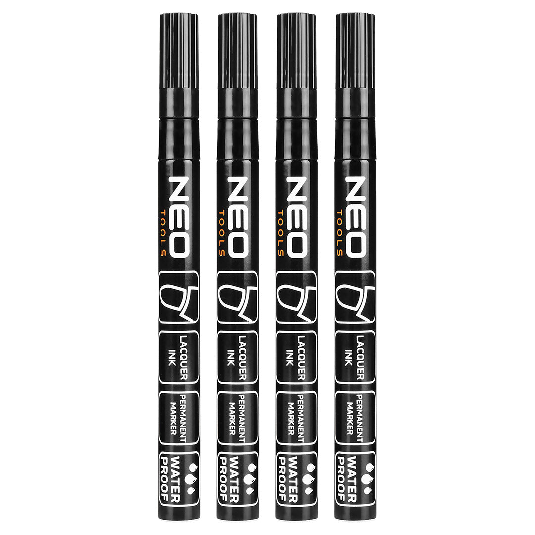 Stavebný popisovač, čierny, permanentný, vodeodolný, lak, hliník, 4 ks od NEO TOOLS nájdeš na naravis.sk