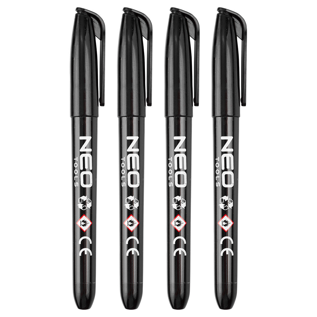 Stavebný popisovač, čierny, permanentný, vodeodolný, na olejovej báze, 4 kusy od NEO TOOLS nájdeš na naravis.sk
