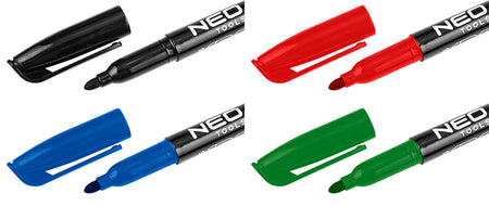 Stavebný popisovač, 4 farby, permanentný, vodeodolný, na olejovej báze, 4 kusy od NEO TOOLS nájdeš na naravis.sk