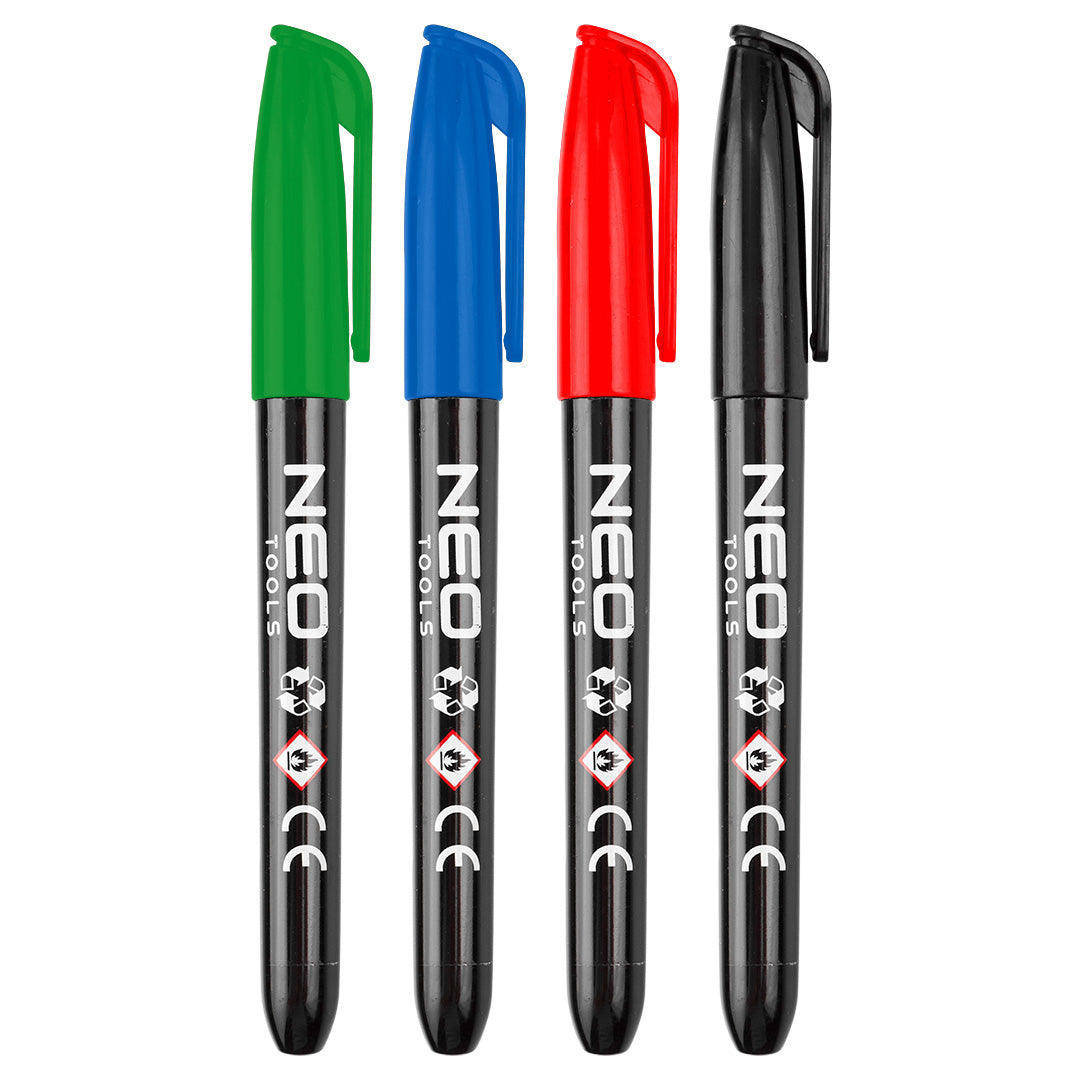 Stavebný popisovač, 4 farby, permanentný, vodeodolný, na olejovej báze, 4 kusy od NEO TOOLS nájdeš na naravis.sk