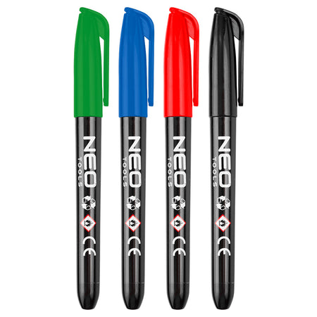 Stavebný popisovač, 4 farby, permanentný, vodeodolný, na olejovej báze, 4 kusy od NEO TOOLS nájdeš na naravis.sk