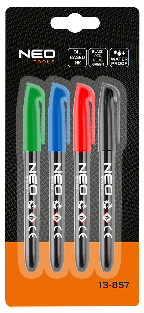 Stavebný popisovač, 4 farby, permanentný, vodeodolný, na olejovej báze, 4 kusy od NEO TOOLS nájdeš na naravis.sk